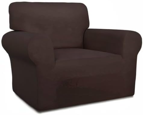 PureFit Super Stretch Chair Sofa Slipcover – Spandex Non Slip Soft Couch Sofa Cover, Washable Furniture Protector with Non Skid Foam and Elastic Bottom for Kids, Pets (Chair, Chocolate)