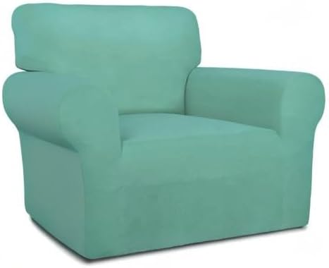 PureFit Super Stretch Chair Sofa Slipcover – Spandex Non Slip Soft Couch Sofa Cover, Washable Furniture Protector with Non Skid Foam and Elastic Bottom for Kids, Pets (Chair, Cyan)