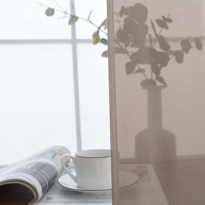SpaceDresser Basic Rod Pocket Sheer Voile Window Curtain Panels Taupe 1 Pair 2 Panels 52 Width 84 Inch Long for Kitchen Bedroom Children Living Room Yard(Taupe, 52W x 84L)