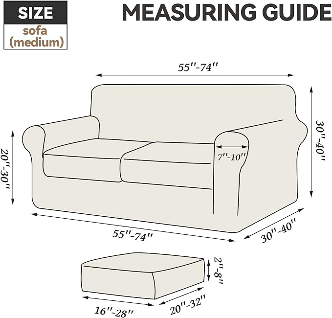 WEERRW Velvet Couch Covers for 2 Cushion Couch Sofa - High Stretch Luxury Velvet Plush 3 Pieces Sofa Slipcovers with Elastic Bottom, Furniture Protector for Pets, Machine Washable, Black, Medium