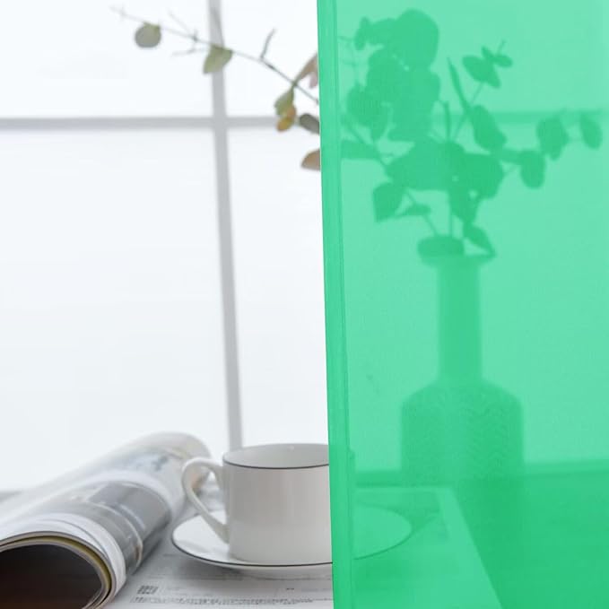 SpaceDresser Basic Rod Pocket Sheer Voile Window Curtain Panels Grass Green 1 Pair 2 Panels 52 Width 96 Inch Long for Kitchen Bedroom Children Living Room Yard(Grass Green, 52W x 96L)