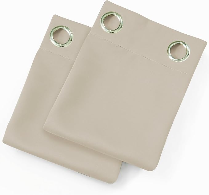 LEMOMO Blackout Curtains 66 x 54 Inch Long Light Beige Curtains Set of 2 Panels Room Darkening Curtains for Bedroom and Living Room
