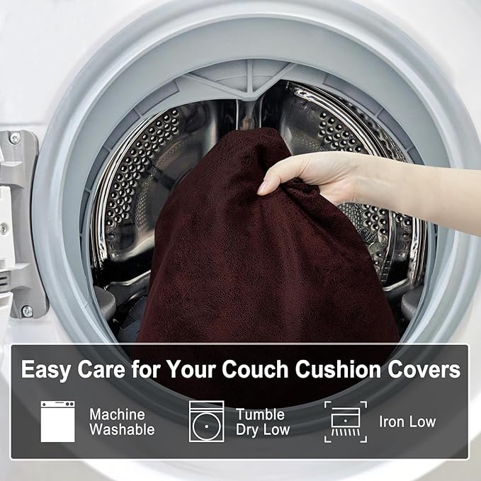 Leather Look Couch Cushion Covers Sofa Seat Slipcovers Sets Couches Furniture Protector for Sectional Armchair Loveseat Pets Kids Stretch Spandex Fabric (3 Cushion Sofa, Burgundy)