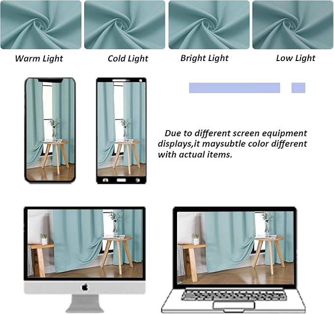 Simplebrand Ava Aqua Blackout Curtains for Bedroom 84 Inch Length 2 Panels Set, Solid Thermal Insulated Privacy Nursery Window Treatment Curtains Blackout Drapes, W40 x L84 Inch, Aqua