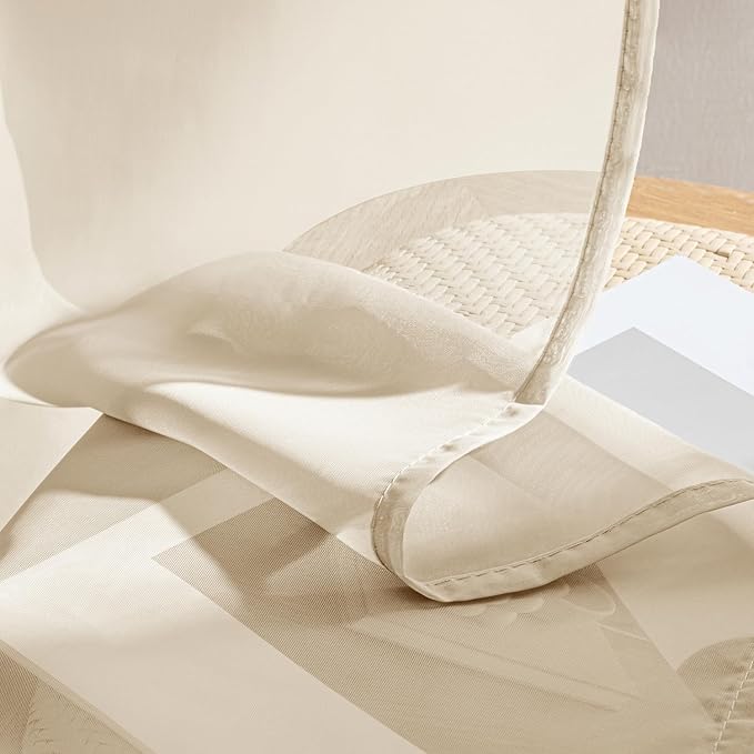 MIULEE Butter Cream Sheer Curtains 72 Inches Long, 4 Panels Set, Rod Pocket Voile Drapes Light Filtering and Semi Transparent, Elegant Window Treatments for Bedroom Living Room,54 x 72 Inches