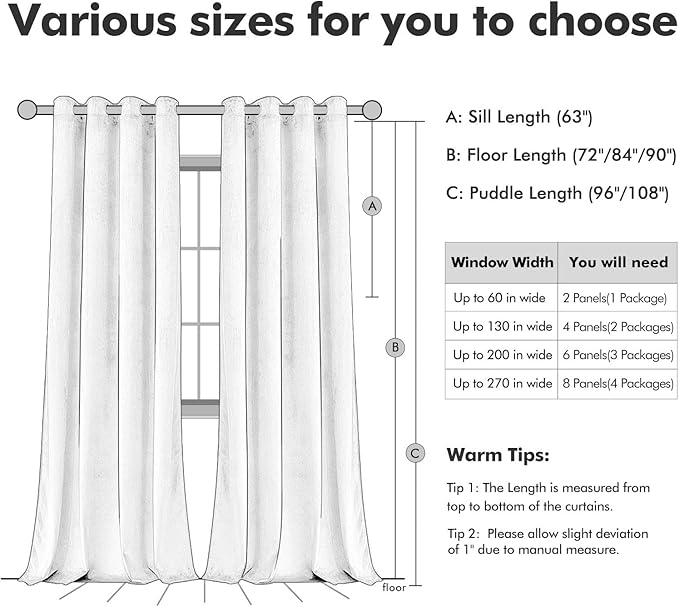 MIULEE Velvet Curtains Misty Blue Elegant Grommet Thermal Insulated Soundproof Room Darkening Curtains/Drapes for Classical Living Room Bedroom Decor 52 x 84 Inch Set of 2