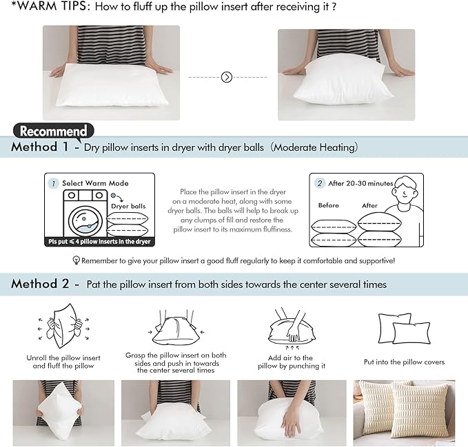 MIULEE Pillow Insert 16x16 Inch, Decorative Square Throw Pillow Inserts, Premium Fluffy Pillow Forms Sham Stuffer for Sofa Couch Living Room