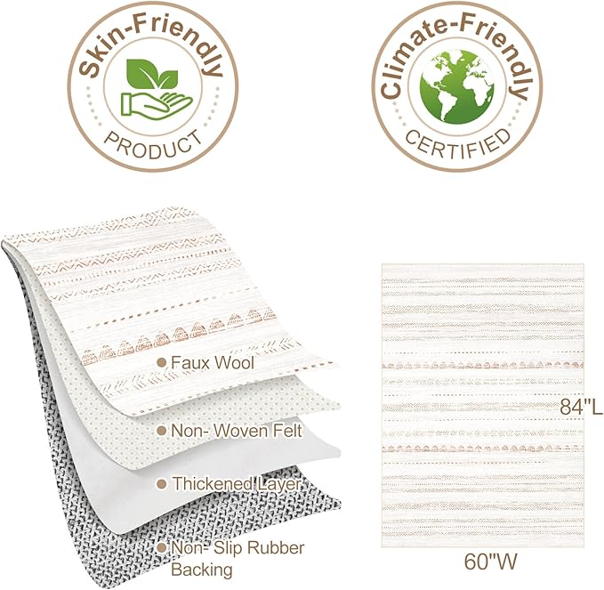 Nakagishi Area Rug Living Room Rugs: 5x7 Large Soft Machine Washable Boho Moroccan FarmNeutral Stain Resistant Indoor Floor Carpet for Bedroom Under Dining Table Home Office Decor-Cream Brown
