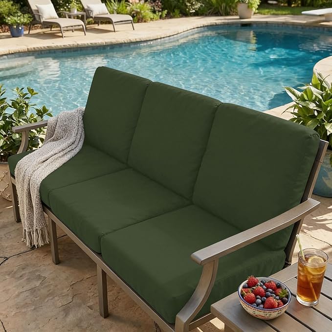 hyha Milk Silk Couch Cushion Covers, Soft Magic Sofa Covers Washable for Cushion Couch, Stretch Sectional Outdoor Cushion Covers for Patio Furniture with Elastic Bottom(Small, Bronze Green)