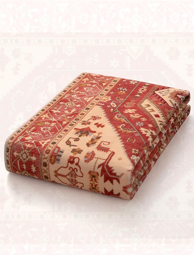 SERISSA Runner Rug for Hallways, 2'6"x12' Washable Non Slip Kitchen Runner Rug, Extra Long Boho Rug Ultra Soft Vintage Red Print Floor Carpet for Bedroom Hallway Entryway Bathroom Laundry Room