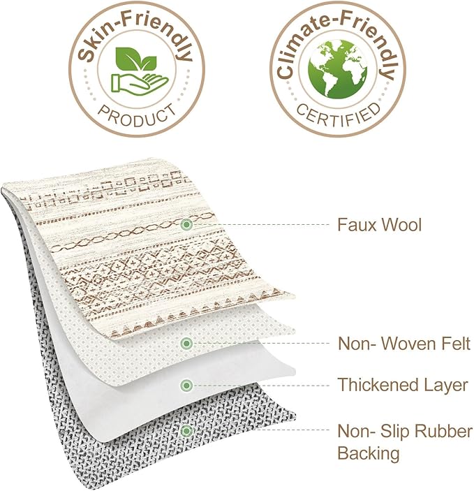 Nakagishi Area Rug Living Room Rugs: 5x7 Machine Washable Boho Large Neutral Farmhouse Stain Resistant Moroccan Indoor Floor Carpet for Bedroom Nursery Dorm Classroom Playroom Dining Room Home- Brown