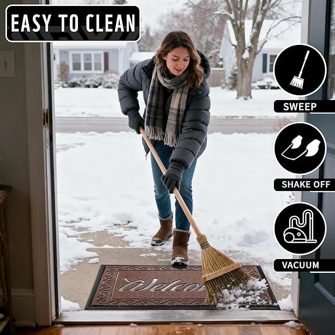 Yimobra Welcome Mat, Heavy Duty Sturdy Door Mats for Home Entrance Outdoor Indoor, Front Doormat for Outside Patio Floor Entry Porch Garage Office, Waterproof, Low Profile, 47X32 Inches, Maroon