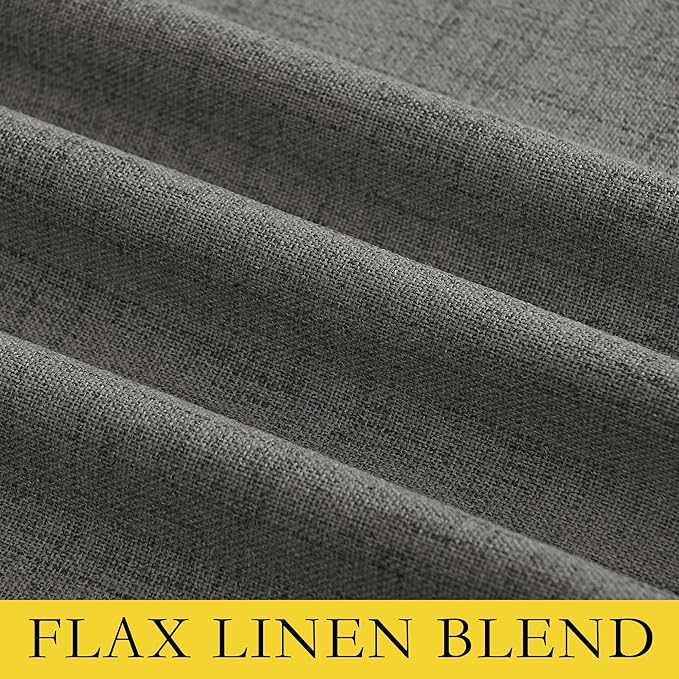 NICETOWN Grizzle Gray Vintage Linen 100% Blackout Curtains for Dining Room, Thermal Insulated Curtains 54" Long, Noise Reducing Window Treatment Drapes for Kitchen, 42" Wide Per Panel, Set of 2