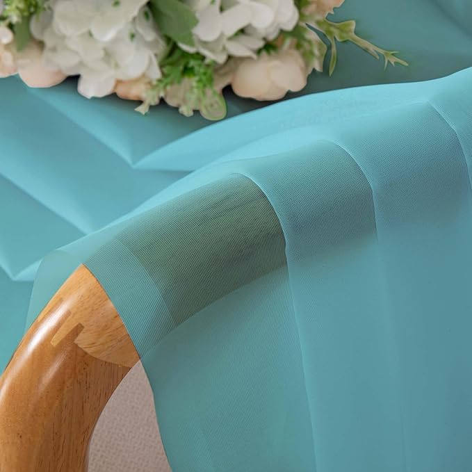 Chyhomenyc Extra Long Sheer Curtains 120 Inches Long 2 Panels Set, Light Filtering Voile Curtain Drapes for Floor to Ceiling Window Patio Sliding Door, 10FT, Aqua