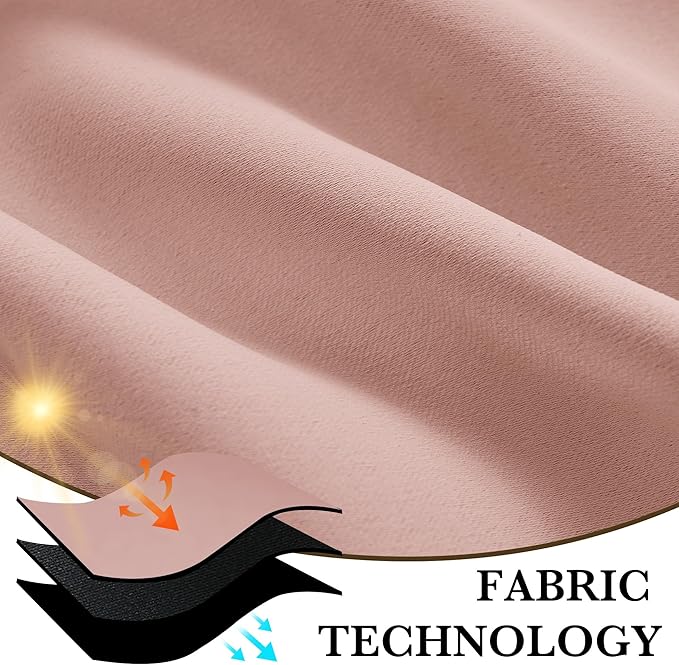 RYB HOME Bedroom Blackout Curtains 80 inches Long, 100% Blackout Thermal Insulated Noise Reducing Curtains for Living Room Nursury, 34 inches Wide by 80 inches Long, Peach Pink