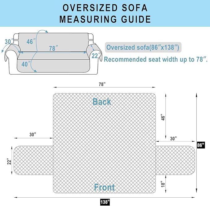 Reversible Oversized Sofa Covers Couch Cover Furniture Protector for Dogs Elastic Straps Water Resistant(XLSofa Chocolate/Taupe)