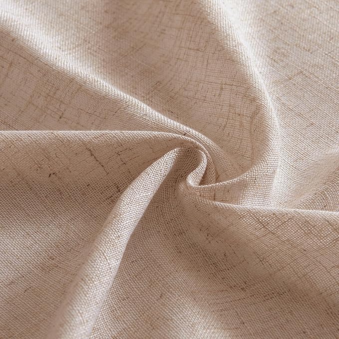 MIULEE Natural Beige Linen Curtains 84 Inch Length 2 Panels for Bedroom Living Room, Soft Linen Textured Window Drapes Semi Sheer Light Filtering Back Tab Rod Pocket Farmhouse Burlap Look Decor