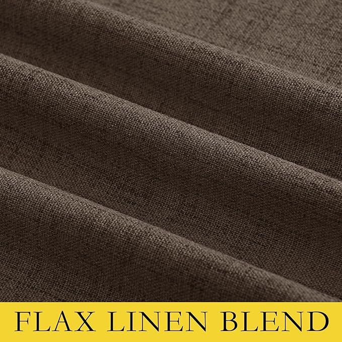 NICETOWN Coffee Vintage Linen 100% Blackout Curtains for Living Room, Thermal Insulated Curtains 108“ Long, Noise Reducing Window Treatment Drapes for Home Office, 62" Wide Per Panel, Set of 2