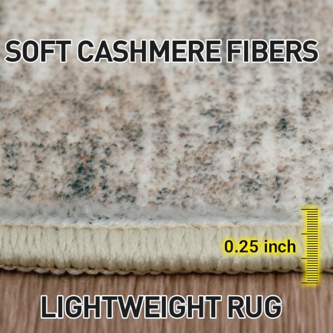 8x10 Area Rugs Washable Rug: Modern Abstract Living Room Rug Soft Anti-Skid Thin Carpet Indoor Floor Non-Shedding Carpets for Bedroom Dining Room Farmhouse Nursery Home Office Brown Black