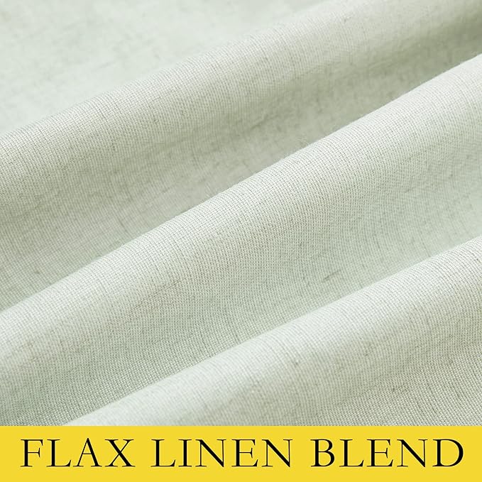 NICETOWN 100% Absolutely Blackout Linen Curtains with Thermal Insulated White Liner, Sage Green, W52, 2 Pieces, Noise Reducing Textured Linen Look Curtains for Windows 92 inch Length for Classroom