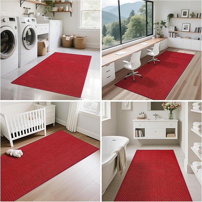 YDKGL 3x5 ft Area Rug Entryway Runner Rug Non Slip Washable, Boho Woven Kitchen Runner Rugs Door Mat Entry Rugs Carpet for Indoor Foyer Backdoor Hallway Floor Bedroom Living Room, Red