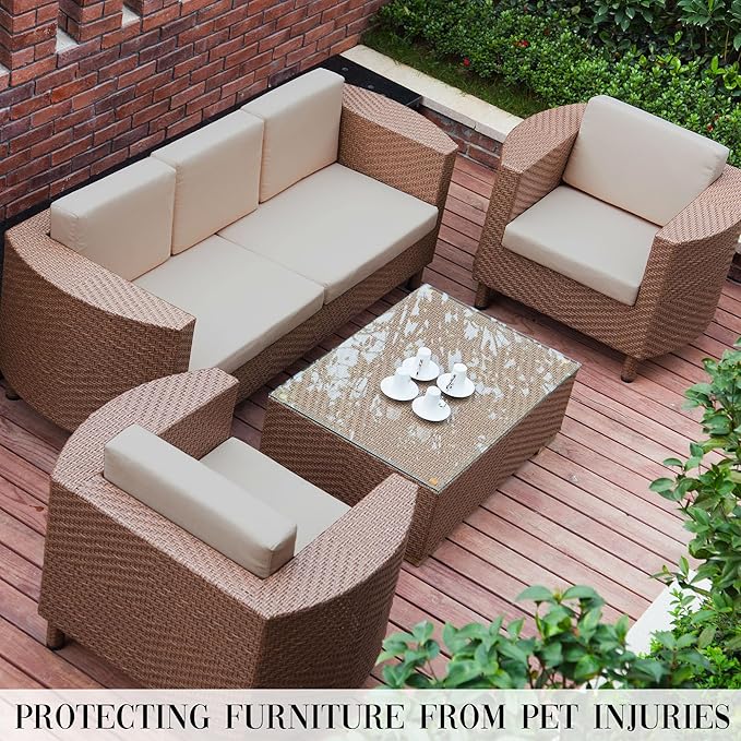Outdoor Cushion Covers Set,8PCS Patio Furniture Couch Seat Slipcovers, Replacement for Sofa Sectional Chair(Cover,Only)