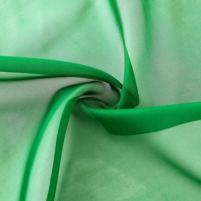 SpaceDresser Basic Rod Pocket Sheer Voile Window Curtain Panels Green 1 Pair 2 Panels 52 Width 36 Inch Long for Kitchen Bedroom Children Living Room Yard(Green, 52W x 36L)