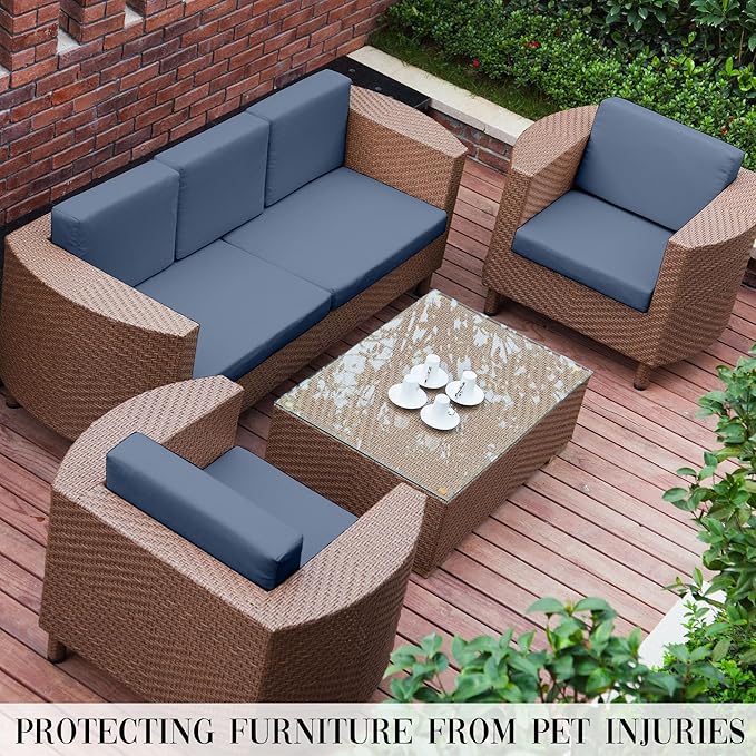 Outdoor Cushion Covers Set,12PCS Patio Furniture Couch Seat Slipcovers, Replacement for Sofa Sectional Chair(Cover,Only)