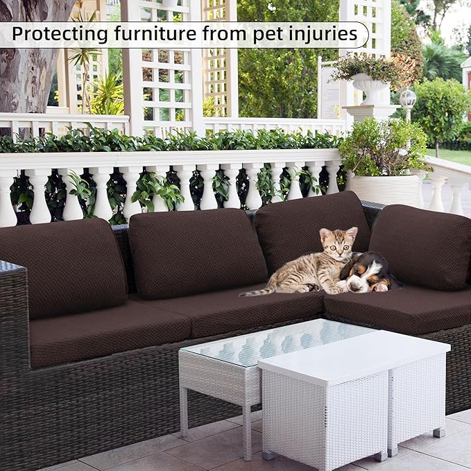 Outdoor Cushion Covers Set,8PCS Patio Furniture Couch Seat Slipcovers, Replacement for Sofa Sectional Chair(Cover,Only)
