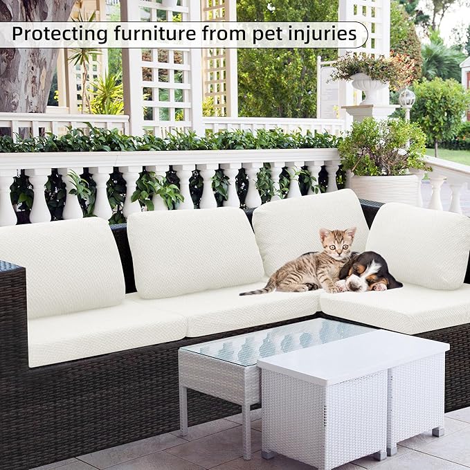 Outdoor Cushion Covers Set,8PCS Patio Furniture Couch Seat Slipcovers, Replacement for Sofa Sectional Chair(Cover,Only)