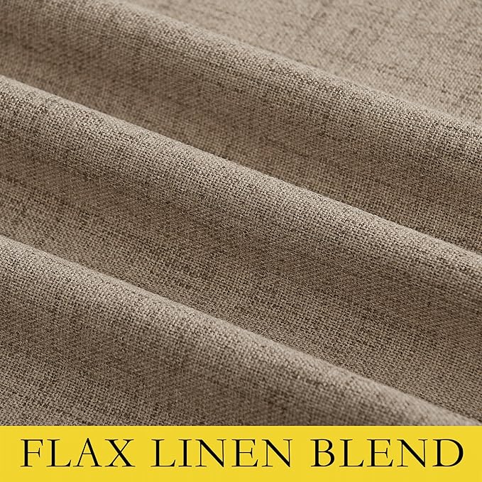 NICETOWN Burlap Vintage Open Linen Weave Flax Thermal Curtains, 100% Blackout Curtains 72" Long for Dining Room, Soundproof Window Treatment Drapes for Gym Room, 42" Wide Per Panel, Set of 2