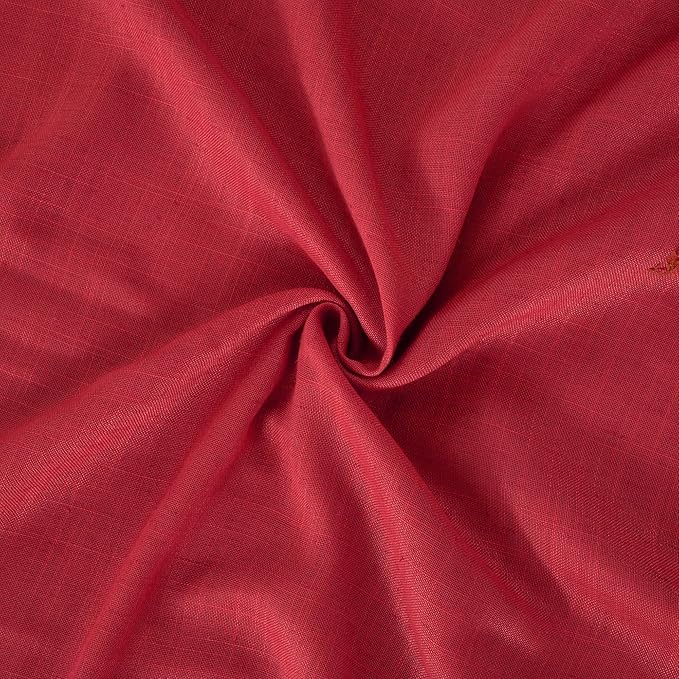 BGment Red Linen Curtains 40 Inch Length for Window, Short Drapes Semi Sheer Textured for Bathroom Kithchen Window with Rod Pocket Lightweight, 2 Panels, Each 42 Inch Wide