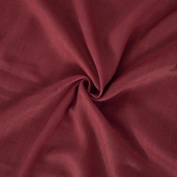 BGment Burgundy Linen Kitchen Curtains for Window Over Sink, Short Semi Sheer Drapes for Bathroom Cafe Over Sink with Rod Pocket Lightweight, 2 Panels Set, Each 30 Inch Wide