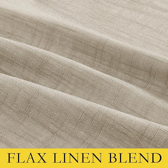 NICETOWN Taupe 100% Blackout Linen Curtains 63 inch Long Burg, Farmhouse Thick Completely Blackout Window Treatment Panels Thermal Insulated Drapes for Living Room (1 Pair, 52" Width Each Panel)