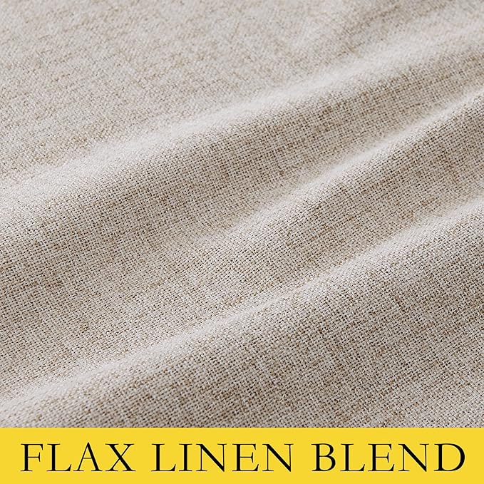 NICETOWN Oatmeal Vintage Open Linen Weave Flax Thermal Curtains, 100% Blackout Curtains 95" Long for Dining Room, Soundproof Window Treatment Drapes for Home Office, 62" Wide Per Panel, Set of 2