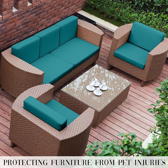 Outdoor Cushion Covers Set,8PCS Patio Furniture Couch Seat Slipcovers, Replacement for Sofa Sectional Chair(Cover,Only)