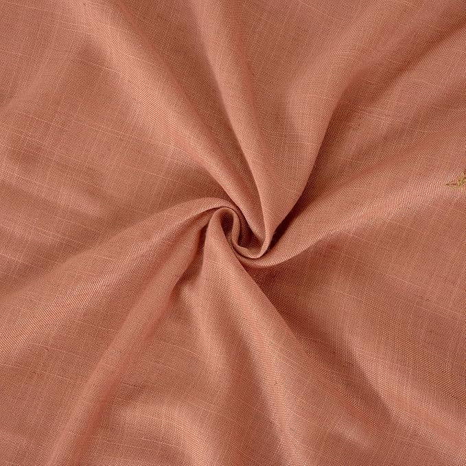 BGment Terracotta Linen Curtains 54 Inch Length for Short Living Room, Semi Sheer Burnt Orange Drapes Boho Rustic for Bedroom Decor with Rod Pocket Lightweight, 2 Panels Set, Each 42 Inch Wide