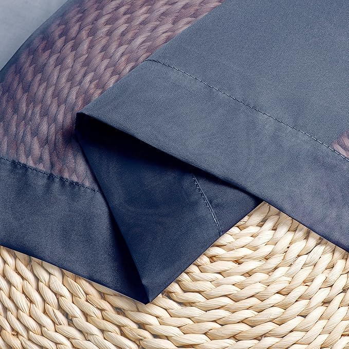 Chyhomenyc Navy Blue Sheer Valances for Windows - Light Filtering Small Kitchen Curtains, Rod Pocket Short Top Window Treatment Decor for Living Room Bathroom Basement, 42Wx16L inches, 2 Panels