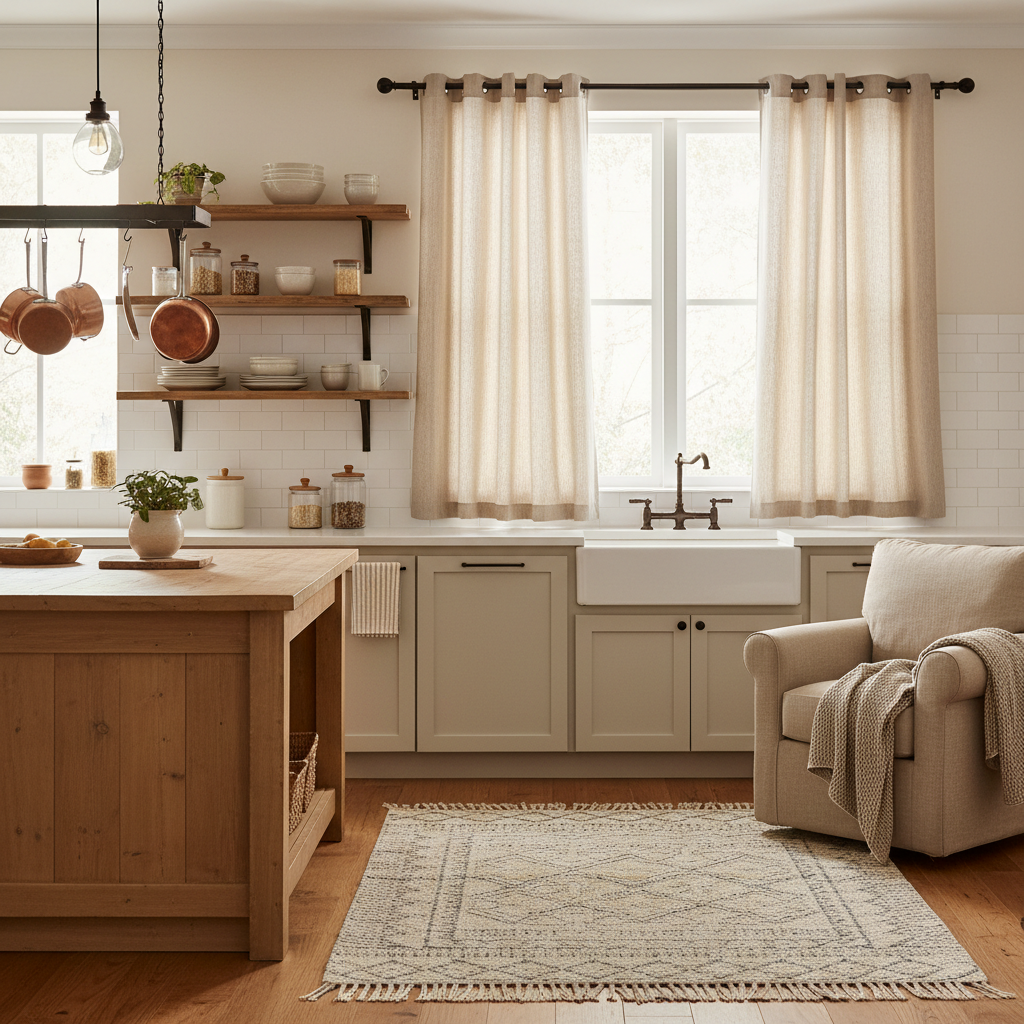 Farmhouse Neutral Room Darkening Curtain Panels for Your Kitchen You Only Need Once: Fading Sunlight, Not Fading Fabric