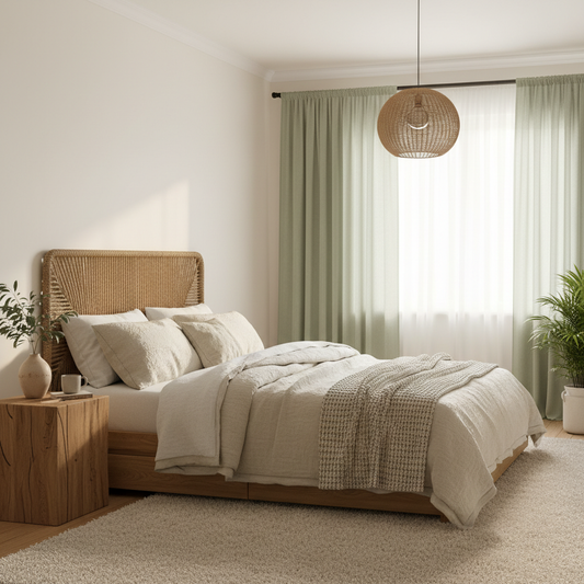Overlooked Sizing in Sage Green Sheer Curtains Rod Pocket Bedroom Now, a Dim and Off-Balance Room Later — Prevented by Measuring Right