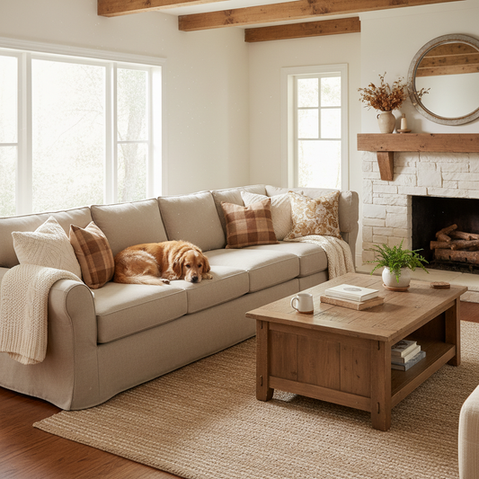 Sofa Slipcover Labels on Paper, Fur-Free Cushions in Real Life: Reading Washable Sofa Slipcover Pet Hair Protection Specs