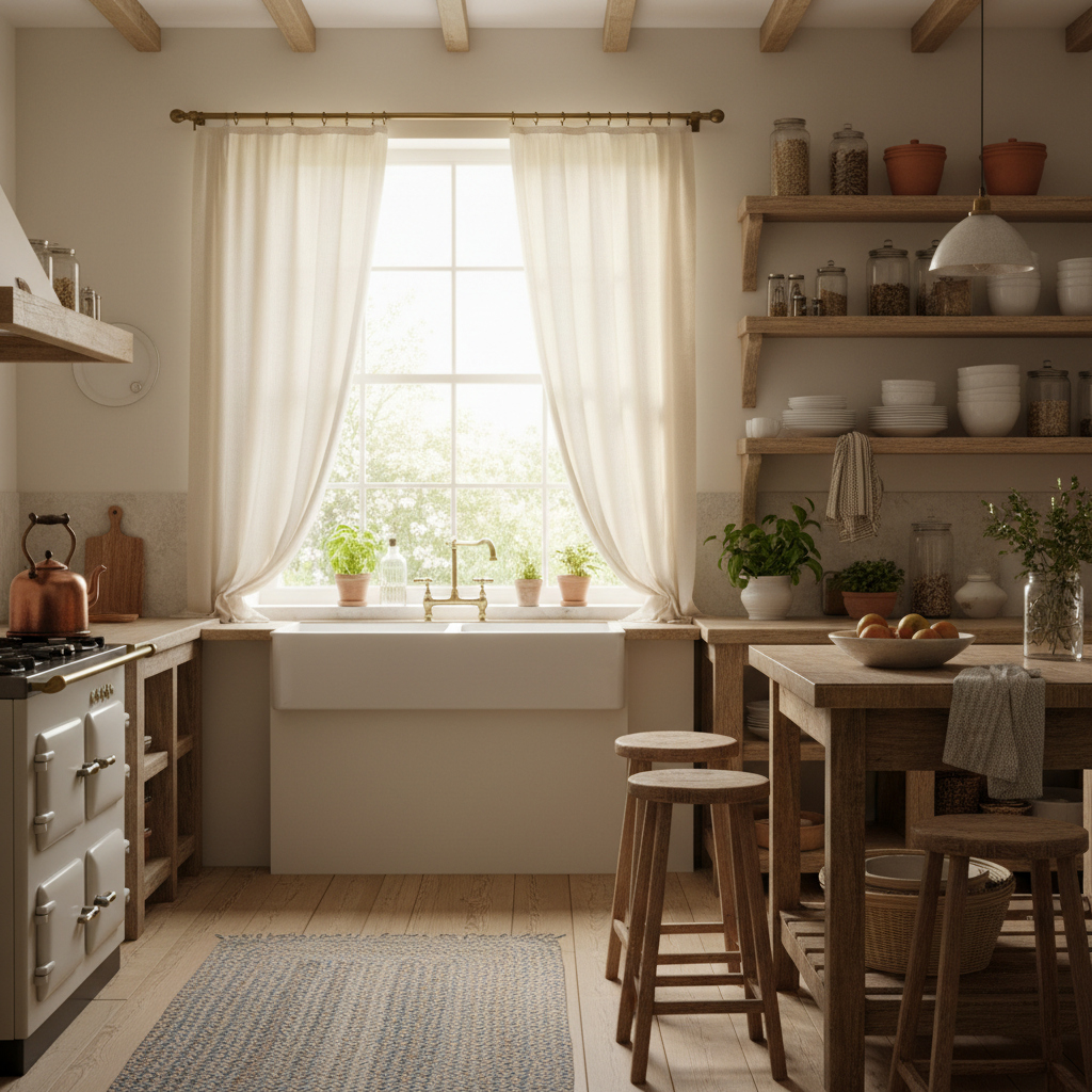 Choosing Kitchen Curtain Panels for a Farmhouse Window That Balances Light, Privacy, and Style