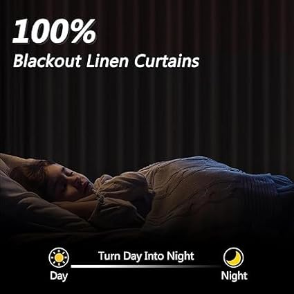 Guken Red 100% Blackout Linen Curtains 102 Inch Length 2 Panels Set for Living Room Bedroom Back Tab Thermal Insulated Black Out Drapes Room Darkening Farmhouse Window Curtains 102 Inches Long