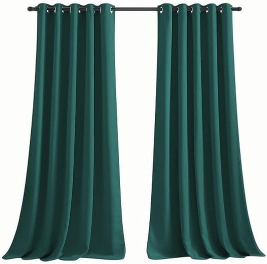 NICETOWN Christmas Curtain Panels Blackout Draperies Decoration, Thermal Insulated Solid Grommet Blackout Curtains/Drapes (Hunter Green, 2 Panels, 70 by 95-inch)