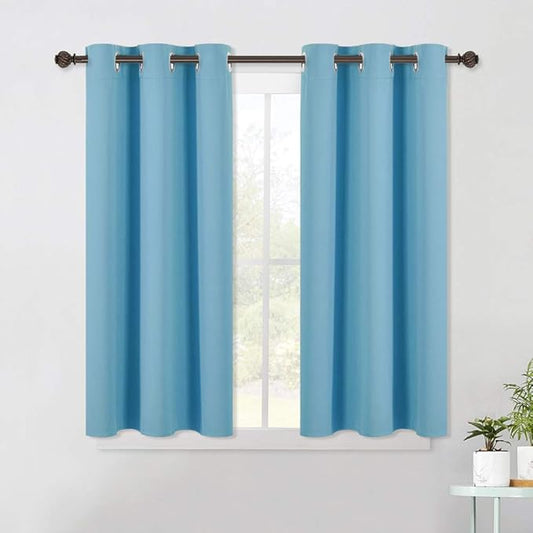 NICETOWN Thermal Insulated Curtains Blackout Draperies, Window Treatment Solid Grommet Room Darkening Drape Panels for Bedroom (Teal Blue, Set of 2 Panels, 42 by 45 Inch Long)