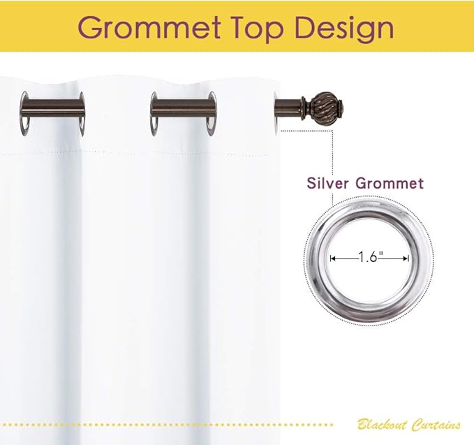 NICETOWN Window Draperies Curtains Panels - Blocking Out 50% Sunlight Curtains, Grommet Top Small Window Drapes for Bedroom (2 Panels, 42 by 45, White)