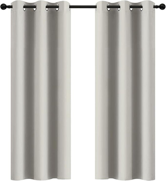 Yakamok Room Darkening Blackout Curtains Thermal Insulated Grommet Curtain Panels for Bedroom, 42W x 72L, Light Beige, 2 Panels
