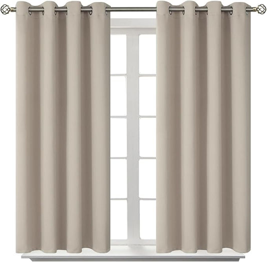 BGment Room Darkening Curtains 45 Inches Long - Grommet Thermal Insulated Drapes Window Treatment Curtains for Bedroom, 2 Panels, 52 x 45 Inch, Camel