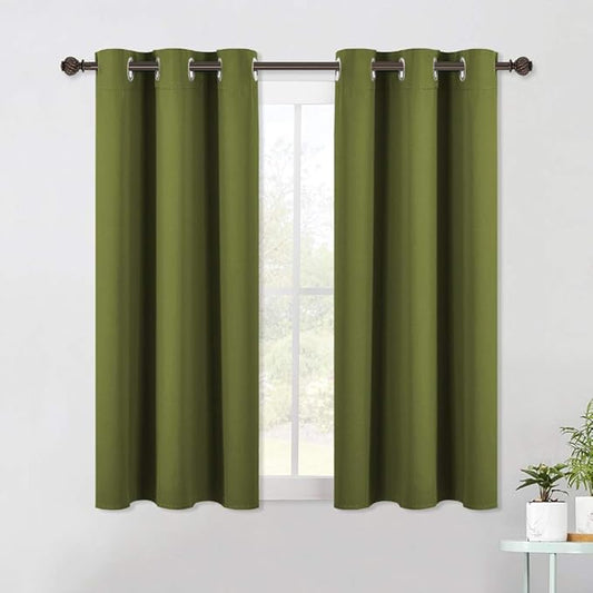 NICETOWN Blackout Curtain Panels for Bedroom, 2 Panels, W42 x L60 inches, Olive Green, Thermal Insulated Grommet Top Blackout Draperies and Drapes