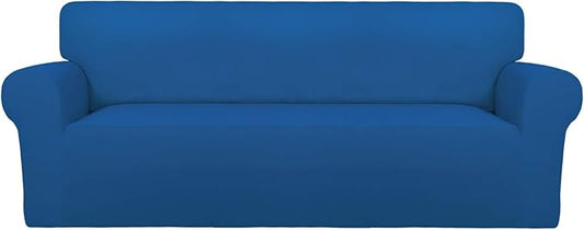 PureFit Super Stretch Sofa Slipcover – Spandex Non Slip Soft Couch Sofa Cover, Washable Furniture Protector with Non Skid Foam and Elastic Bottom for Kids, Pets （Sofa, Classic Blue）